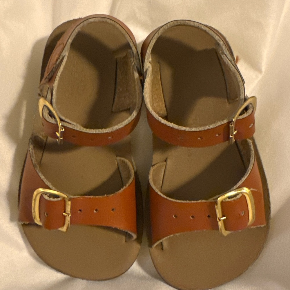 Sun-San Brown Leather Toddler Kid Sandals with buckles